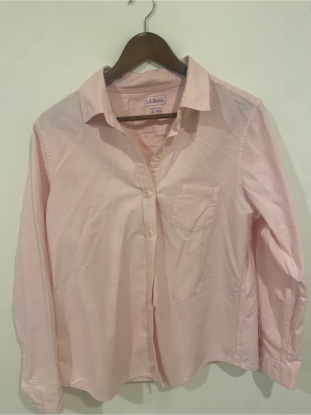 L.L. Bean Pale Pink Button-Front Shirt - Picture 2 of 4